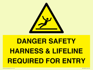 DANGER SAFETY HARNESS & LIFELINE REQUIRED FOR ENTRY